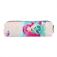 A Cylindrical Pencil Case Adorned With A Cartoon Mermaid Design, Featuring A Unique Aesthetic. Foldable And Lightweight Yet Spacious, It's Perfect For Storing Stationery, Art Supplies, And Office Work Supplies. This Student Stationery Organizer Is Available In Various Styles And Is Ideal For Organizing Your Desk Essentials. Stylish Stationery Bag. - Multicolor - View 7