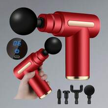 可充电便携式肌肉按摩枪 - 配有 4 个按摩头、液晶显示屏和 6 档可调速度