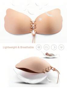 2 Pairs Reusable Strapless Invisible Bras, Cleavage Enhancing Invisible Bras With Nipple Covers - Multicolor - View 2