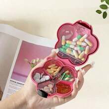Creative Floral Jewelry Box Pendant With Compartments, Plastic Dopamine Organizer Box, Rings Storage, Portable Sealed Multi-Function Pill Box, Dopamine Flower Decor Mini Organizer - Multicolor - View 4