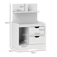 Nightstand With 2 Schubladen, Offener Ablage, 40x30x60 Cm, White - White - View 9