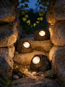 Solar Powered Buried Lights, Outdoor Garden Decorative Fake Stone Lights, Natural Style Waterproof Atmosphere Night Lights, Solar Powered Automatic Lighting, Yard Landscape Lights, Rock Shaped Buried Lights, Lawn Fake Mountain Hidden Lighting, Outdoor Landscape Natural Style Decorative Lights