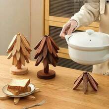 Wooden Tree-Shaped Heat Insulation Coaster - Heat Resistant Decorative Coaster For Kitchen, Office, Outdoor, Also Suitable As Gift - Hand Wash Only