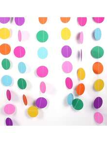 3.96m (7.92m) Rainbow Paper Flower Wreath With Polka Dots - Ideal For Birthday, Wedding, Baby Shower, Classroom, Candy Land And Streamer Party Decor - Multicolor - View 3
