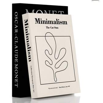 2件黑色和米色装饰仿书摆件，现代简约设计，适用于客厅、餐桌、茶几、电视柜装饰，是万圣节、感恩节和圣诞节装饰的理想之选。