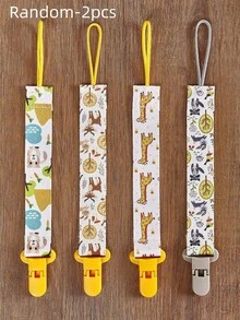 4pcs Double-Sided Floral Pacifier Clips, Baby Girl Teething Toy Leash, Anti-Lost Pacifier Holder Chain, Pacifier Clips With Toys, Assorted Patterns - Multicolor - View 11