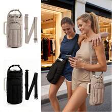 18/64oz Insulated Water Bottle Case Adjustable Shoulder Strap Crossbody Backpack Ideal For Hiking, Gym, Outdoor Sports, Fitness, Travel, And Commuting - 米色 - 查看 4