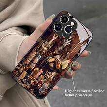 Estuche para teléfono con diseño de dama misteriosa con gallo y puros Compatible con fundas para teléfonos   17  16 Pro Max  15 Pro Max  13 y  12 Material de vidrio de alta definición Protección contra golpes y caídas Un gran regalo para familiares, amigos, seres queridos, novios, novias y para Navidad - Negro - Ver 2