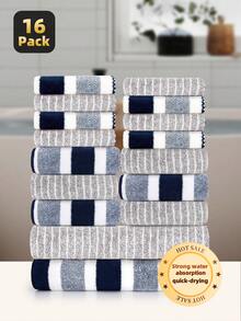 16件套 - 4条毛巾 + 1条浴巾 | 奢华混合毛巾套装，超柔软珊瑚绒材质，吸水性强，速干，不褪色，亲肤，男女通用，居家必备，日常用品，适用于浴室、厨房、家居、游泳、旅行、水疗，情人节礼物，尺寸：11.81x11.81英寸/30x30厘米，13.78x29.53英寸/35x75厘米，27.56x55.12英寸/70x140厘米 - 彩色 - 查看 15