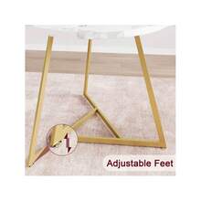 Conjunto de mesa de comedor para 2, Conjunto de mesa de cocina redonda moderna, Conjunto de mesa de comedor de 3 piezas, Mesa compacta de marco de acero resistente para espacios pequeños, oro y blanco - Dorado - Ver 9