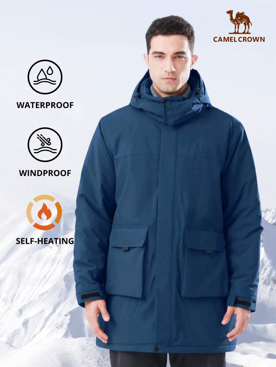 CAMEL CROWN Men's Long Hooded Quilted Parka Jacket, Casual Windproof Coat For Winter - Blue - View 1