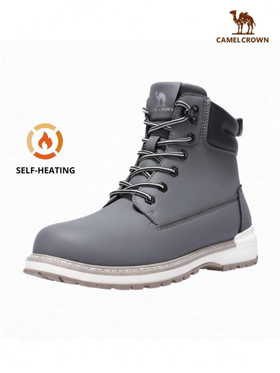 CAMEL CROWN Men's Work Boots, Soft Toe, Anti-Slip Rubber Sole, Comfortable Leather, Goodyear Welt Construction, Waterproof Construction Boots - Grey - View 1