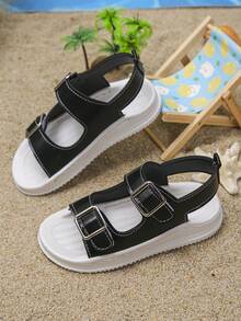 夏季儿童软底凉鞋，软底防滑鞋，露趾防滑鞋，休闲舒适沙滩鞋 - 黑色 - 查看 2