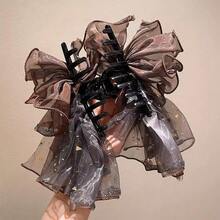 1个新款水钻网状亚克力发爪夹，复古优雅闪亮水钻蝴蝶网状大号发夹，发爪，适合日常、节日、派对、情人节、生日礼物