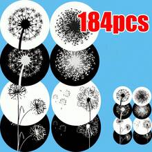 8pcs/Set Dandelion Wooden Coasters, Perfect For Spring/Summer, Suitable For Cups & Mugs, Tabletop Protection - Ideal For Home Decor, Office, Kitchen, Bar & Cafe, Creative Gift & Good Idea, Available In 1 Set Or 2-3 Sets - Black - View 8