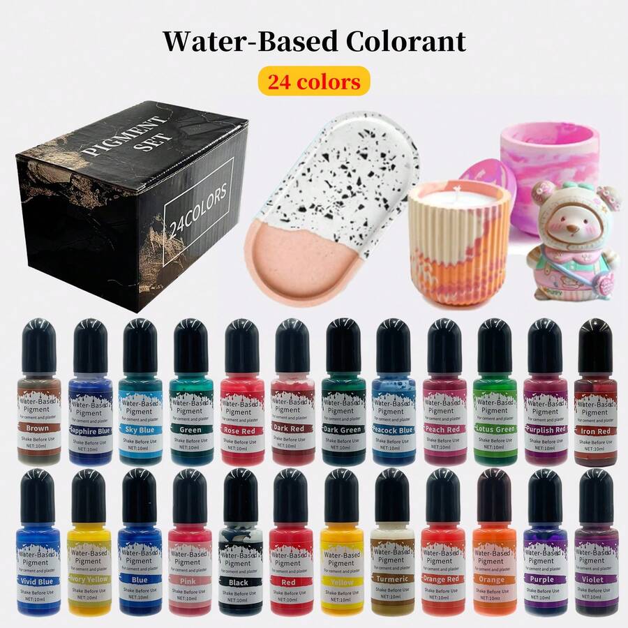 24 Colors Water-Based Pigment Set, High Concentration Dye Suitable For Resin/Plaster/DIY Crafts