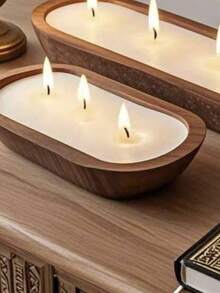 A Brand New Wooden Boat-Shaped Aroma Candle, The Perfect Choice For Party Gifts, Vacation Atmosphere Decoration, And Home Lighting. This Wooden Bowl Aroma Candle Is Suitable For Homes, Hotels, And High-End Restaurants. It Can Be Used For Home Decor And Indoor Aroma, As Well As For Ramadan, Parties, Valentine's Day, Mother's Day, And Graduation Season. - Multicolor - View 4