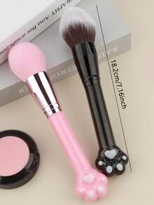 1pc Cat Paw Shaped Makeup Brush, Soft Bristles, Doesn't Absorb Powder Or Irritate Skin, Multi-Functional Makeup Tool For Foundation, Blush, Contour, Retractable Design, Cute Cat Shape