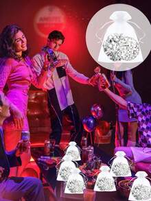 18/3件套迪斯科主题派对宾客伴手礼套装，包含化妆镜、发圈和束口袋；迪斯科派对宾客伴手礼套装，单身派对拍照道具装饰，朋克主题派对桌面摆件，酒吧宾客迎宾纪念品，节日氛围装饰 - 彩色 - 查看 11