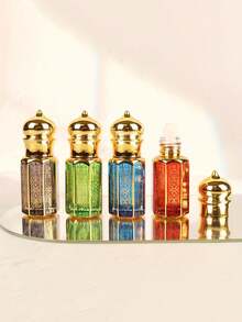 4pcs/Set 6ml Empty Glass Roll-On Bottles, Refillable Essential Oil Perfume Sample Vials, Suitable For DIY Aromatherapy, Travel, Wedding, Party Favors,Bathroom - Multicolor - View 2