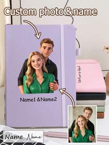 200 Pages-Custom Journal With Couple Photos, Personalized Name Notebook, Customized Journal For Women, Customizable Pictures Notebooks For School, Cartoon Photos, Notebooks For Work With Rope, Cartoon Photos, Valentine'S Day, Birthday Gifts, Student, Couples, Teacher, Business, Worker, Office