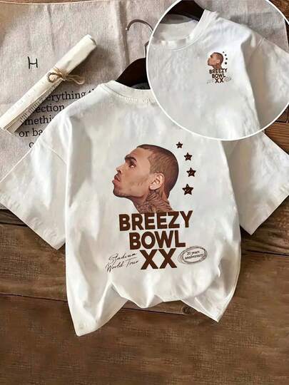 Camiseta Breezy Bowl XX 20º Aniversario de Manga Corta para Mujer - Top Casual con Cuello Redondo Blanco y Estampado Geométrico, Camiseta Lavable a Máquina para Primavera Verano, Tops Versátiles para Todas las Estaciones, Diseño Divertido, Tejido Suave y Duradero, Camiseta de Alta Calidad, Moda Activa