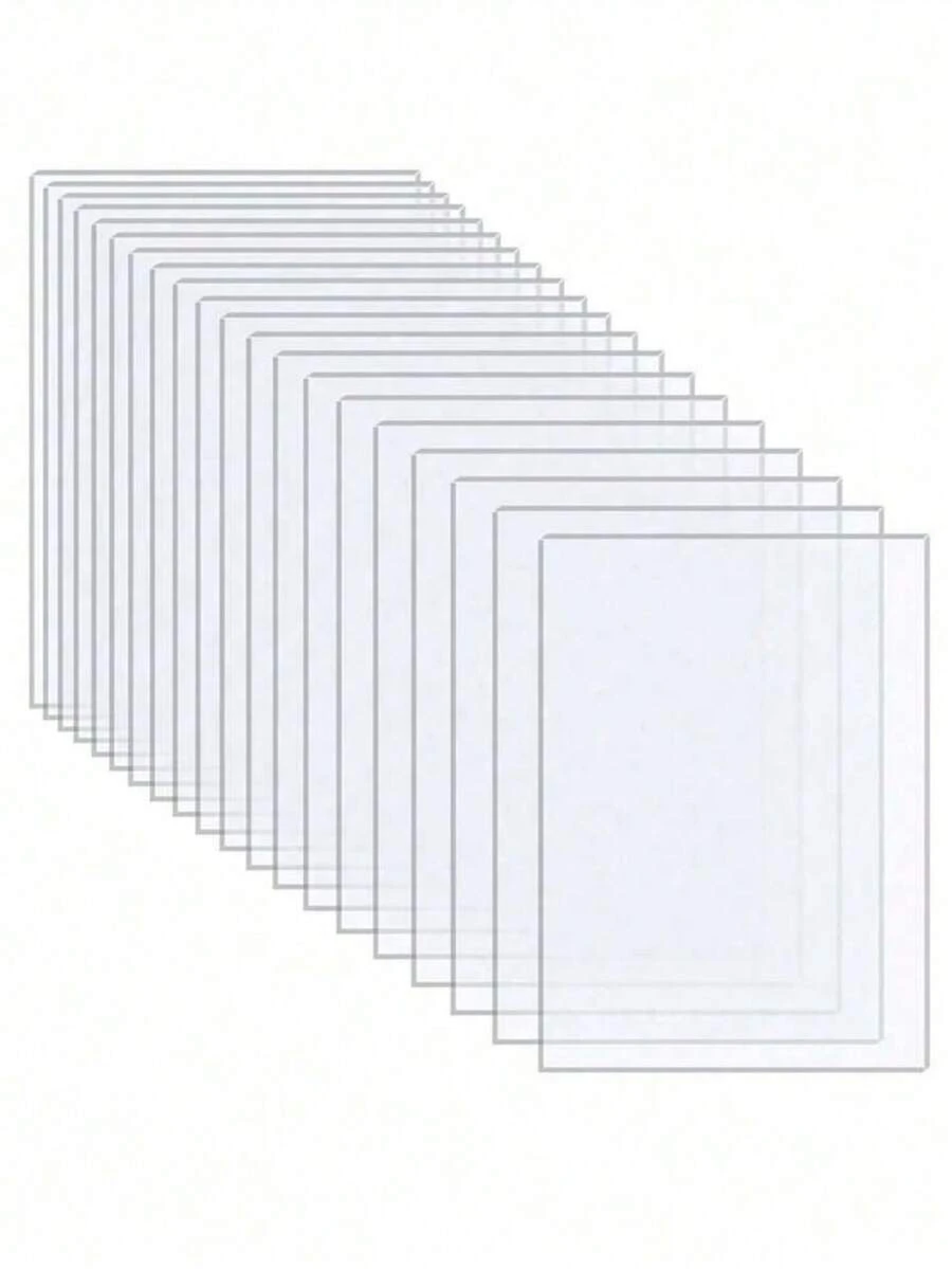 10片装塑料玻璃替代品，适用于制作席位卡、标牌、DIY工艺品，透明亚克力板套装，适用于婚礼和派对装饰 - 無色 - 查看 1