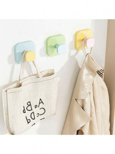 4 ganchos con ventosa poderosa de dopamina - Ganchos adhesivos sin dolor para pared, colores vivos para una fácil organización, almacenamiento doméstico multiescena, adecuado para sala de estar, dormitorio, cocina, baño, ganchos para abrigos