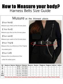 1pc Women's Punk Rock Black Adjustable Simple PU Leather Fashion Suspenders, Suitable For Suits, Coats Or Casual Wear - Black - View 4