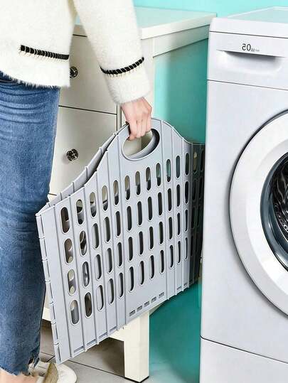 1pc Foldable Laundry Basket With Handle, Large Capacity Clothes & Plush Toys Storage Box, Dirty Clothes Organizer, Space-Saving Hanging Laundry Basket For Travel, Storage, Dorm, Apartment (Please Note Product Dimensions. Thank You!)