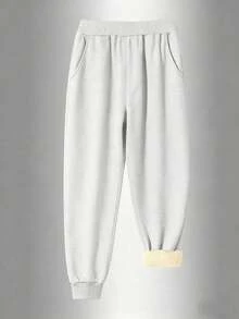 1件青少年男童休闲宽松加厚保暖裤，适合春、秋、冬季穿着