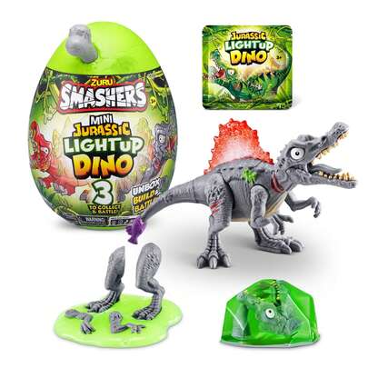  ZURU Smashers Mini Jurassic Light Up Dino Egg Collectible Egg, Volcano Slime, Fossil Toy, Dinosaur Toys, T-Rex Toy For Boys And Kids(Styles Vary)