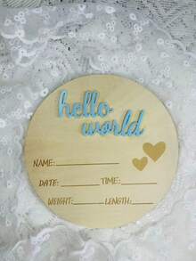 1件装木质成长与孕期里程碑标记牌 - 非常适合房间装饰和摄影，包含出生日期和体重记录，“你好，世界”出生公告拍照道具，木质姓名牌，生日庆祝纪念品 - 彩色 - 查看 6