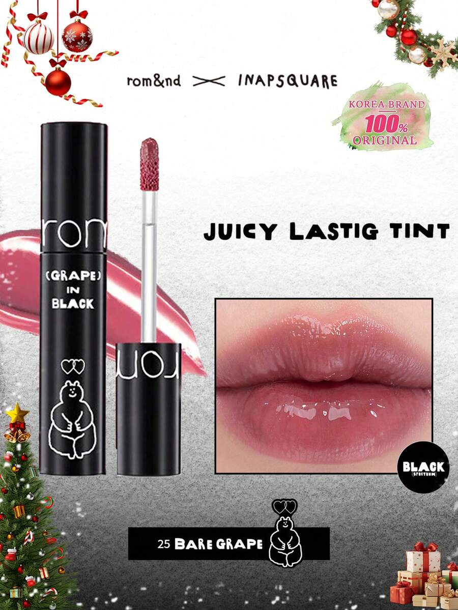 Rom&nd Romand Long-Lasting Moisturizing Lip Gloss, No.25 Nude Grape, 5.5g/0.2oz, Romand Liquid Lipstick, Moisturizing Glossy Makeup Effect, Korean Lip Gloss, Long-Lasting Color, MLBB (My Lips But Better), Moisturizing, High Color Payoff, Creates Natural Transparent Makeup, Daily Lip Gloss, Korean Cosmetics, Gift Set - #25 Bare Grape - 查看 1