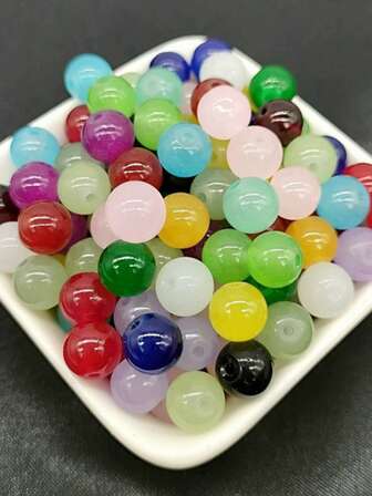 6mm/8mm/10mm Solid Color Glass Beads Bracelet Necklace DIY Jewelry Making Spacer Beads