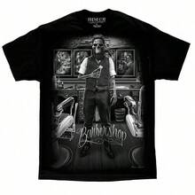 DGA David Gonzales Art Fresh Cut Barber Shop Hair Skull Rockabilly Biker T Shirt - màu đen - Xem 1