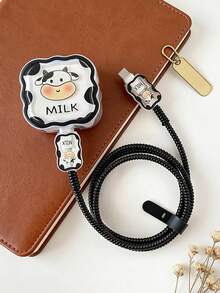 5pcs Cute Cow Wave Edge Charger Protector Covers, Compatible With Apple 40W Charger, 17/17 Pro/Pro Max Charging Cable Protection