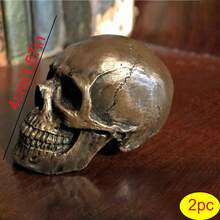 Bộ 1/2/4 tay nắm cửa hình đầu lâu phong cách Gothic - Thiết kế đầu lâu bằng kim loại mạ vàng, thích hợp trang trí nhà cửa, nhà bếp hoặc phòng tắm theo phong cách cổ điển, trang trí nhà cửa Gothic | Trang trí nhà cửa Halloween | Trang trí tay nắm cửa Halloween | Tay nắm kim loại, trang trí đầu lâu - Đồng - Xem 9