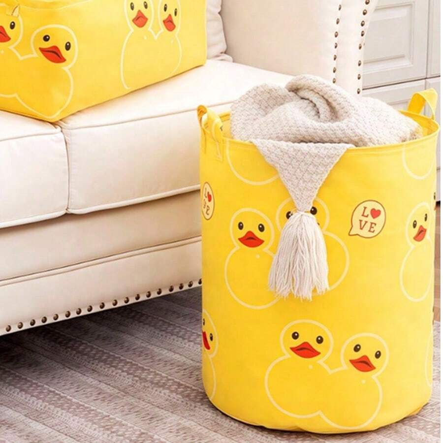 1 coș de rufe elegant, impermeabil, cu mâner, cutie de depozitare extra mare pentru haine de dormitor, jucării și diverse - la modă și practic - material durabil - potrivit pentru organizarea casei - cadou de casă nouă - Portocale - Vizualizare 1