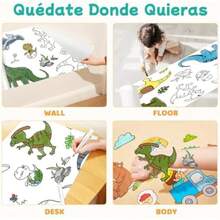 Rollo de Papel de Dibujo para Niños, 2Pcs 300*30cm Rollo de Papel de Dibujo Adhesivo Contiene 12 lápices de colores, El Rollo de Papel para Colorear para Niños, Se Puede Pegar Repetidamente, Libro de Dibujo Educativo(Gourmet) - Multicolor - Ver 2