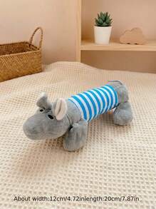PETSIN Plush Squeaky Dog Chew Toy - Durable, Soft, And Bite-Resistant Stuffed Animal In Pink & Gray/Blue Stripes - Ideal For All Aggressive Chewers, Small To Large Breeds, Dog Toys For Aggressive Chewers - Multicolor - View 6