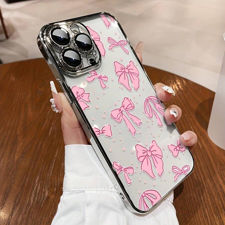 Funda para teléfono compatible con iPhone 17 Air/16e/15/14/13/12/11, Pro, Pro Max, Plus, exquisita artesanía de electrochapado, viene con película para lente para protección contra arañazos y polvo, panel trasero transparente de alta definición - Plateado - Ver 1