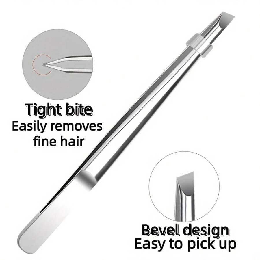 High Quality Stainless Steel Eyebrow Tweezers, Hair Removal Pliers Tweezers, Specialized For Plucking Hairs, Angled Eyebrow Tweezers, Hair Removal Clip Beard Clip, Facial Care Tools For Men And Women - Multicolor - View 1