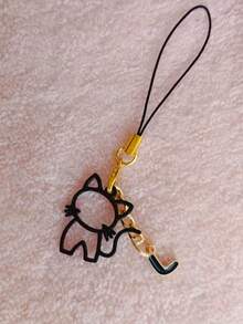 1PC Cat Holding Alloy Letter A-Z Phone Pendant Keychain Bag Lanyard, Suitable For Decorating Various Phone Keychain Bags, Is An Excellent Gift For Valentine's Day, Weddings, Birthdays And Other Festivals - Multicolor - View 12