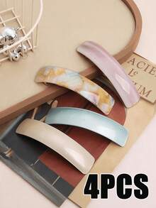 1pc Elegant Acetate Fiber Hair Clip, Solid Color Geometric Hair Accessory, Minimalist Hair Claw Clip For Women, Head Accessories, Hair Accessories For Women - Chocolate Brown - View 9