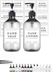 2个/套 500毫升/16盎司可重复灌装塑料泵瓶，适用于洗发水、沐浴露、护发素等 - 空瓶套装 - 彩色 - 查看 1