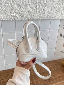 1个INS风时尚女孩迷你斜挎包，2025新款可爱糖果色海螺包，荔枝图案PU皮，适合日常使用 - 精緻手提貝殼包 - 查看 11