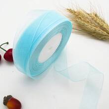 50码透明欧根纱雪花缎带，2.5厘米宽缎带，DIY礼品包装、发饰和手工缎带，圣诞节、情人节 - 彩色 - 查看 7