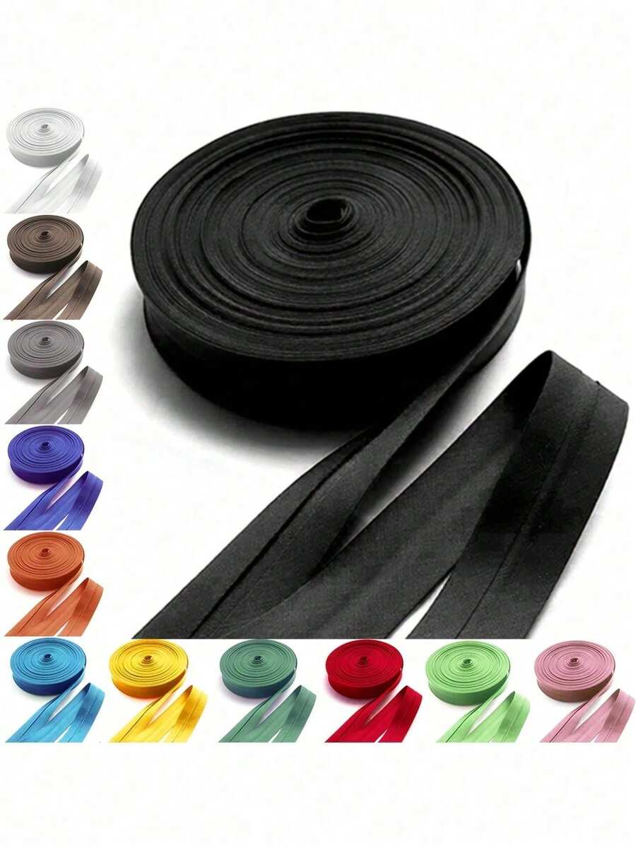 Bandă de legare pre-împăturită, potrivită pentru cusut, benzi elastice pliabile, artizanat, decorațiuni interioare, decorare multifuncțională a marginilor din material textil și înfrumusețare a articolelor de îmbrăcăminte, ornamente de cusut, consumabile pentru artizanat, textură netedă, manoperă îngrijită, bordură, proiecte DIY - Multicolor - Vizualizare 1