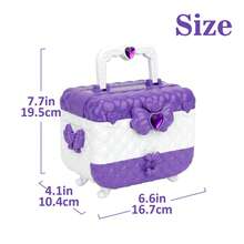 56 PCS Kids Makeup Kit For Girls, Washable Real Makeup Set, Kids Makeup, Kids Jewelry Toys For Girls, Princess Dress Up Girls Toys, Christmas Gifts, Princess Jewelry Birthday Gifts For Girls Ages 3 4 5 6 7 8 9 10 11 12 - 紫色 - 查看 2